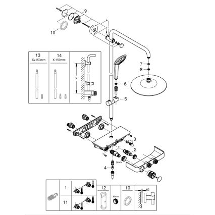 GROHE 26509000 - dušisüsteem EUPHORIA SMARTCONTROL 260 mm läikiv kroom