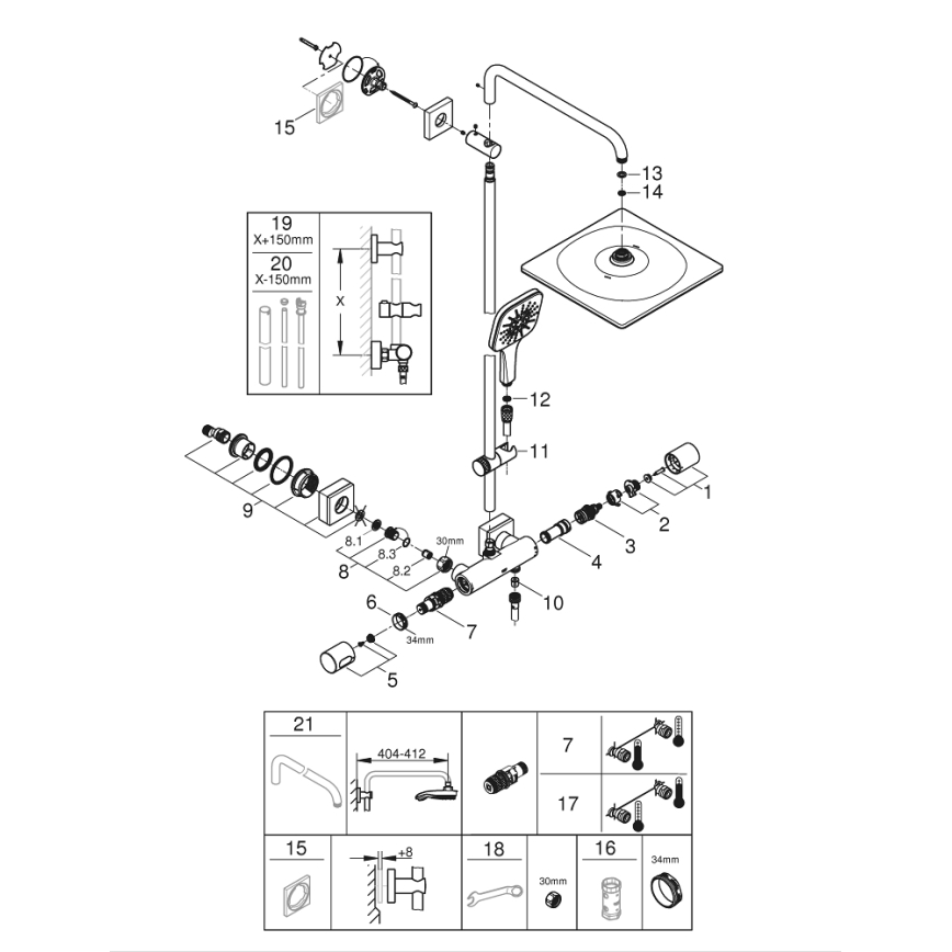 GROHE 26652000 - Dušisüsteem RAINSHOWER SMARTACTIVE 310 450 mm läikiv kroom