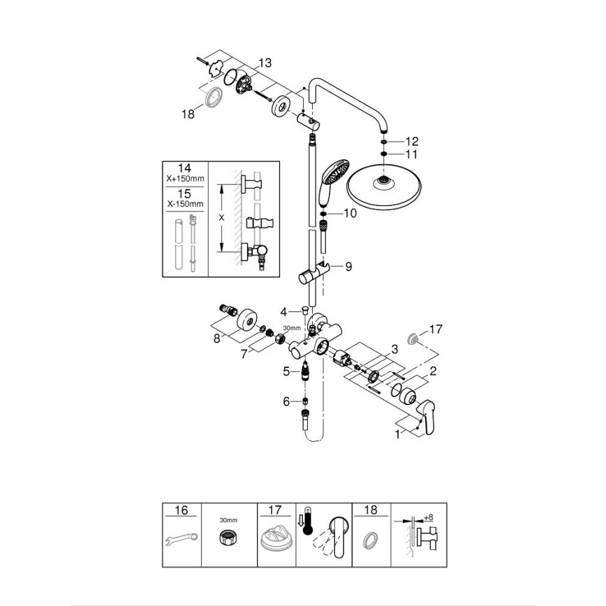 GROHE 26679001 - Dušisüsteem VITALIO START 250 390 mm läikiv kroom