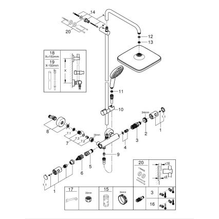 GROHE 266962431 - Dušisüsteem VITALIO COMFORT 250 250 × 250 mm must