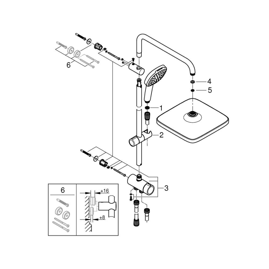 GROHE 266982431 - Dušisüsteem VITALIO COMFORT 250 390 mm must