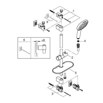 GROHE 26929001 - Dušikomplekt VITALIO COMFORT 110 600 mm läikiv kroom
