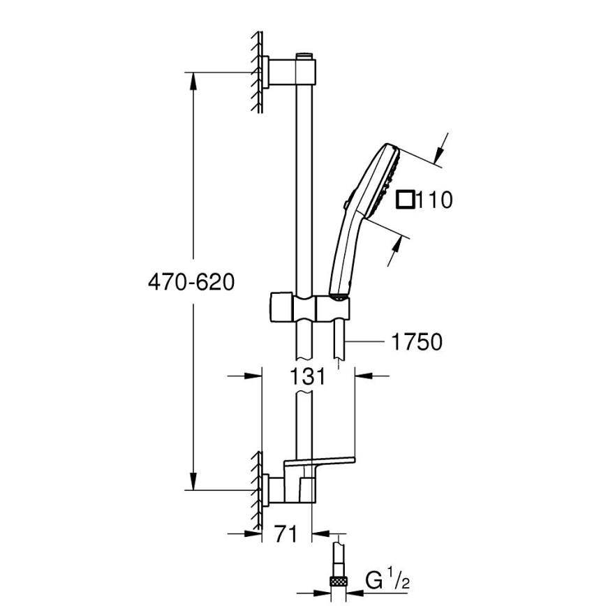 GROHE 26929001 - Dušikomplekt VITALIO COMFORT 110 600 mm läikiv kroom
