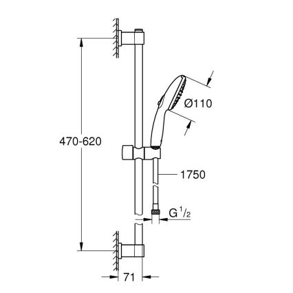 GROHE 26951001 - VITALIO START 110 dušikomplekt, 600 mm, läikiv kroom
