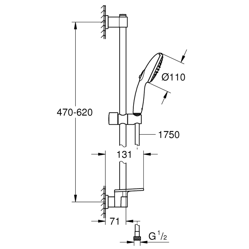 GROHE 26952001 - VITALIO START 110 dušikomplekt 600 mm läikiv kroom