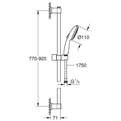 GROHE 269542431 - dušikomplekt VITALIO START 110, 900 mm, must