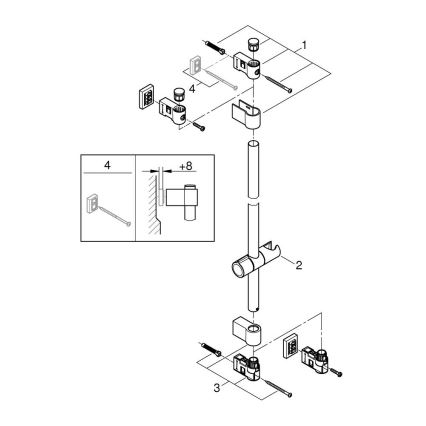 GROHE 26970001 - Dušivarras VITALIO UNIVERSAL 1150 mm, läikiv kroomviimistlus