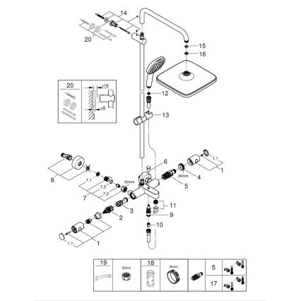 GROHE 269842431 - VITALIO COMFORT 250 dušisüsteem 250 × 250 mm, must