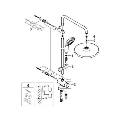 GROHE 26989001 - Dušisüsteem VITALIO START SYSTEM 250 390 mm läikiv kroom