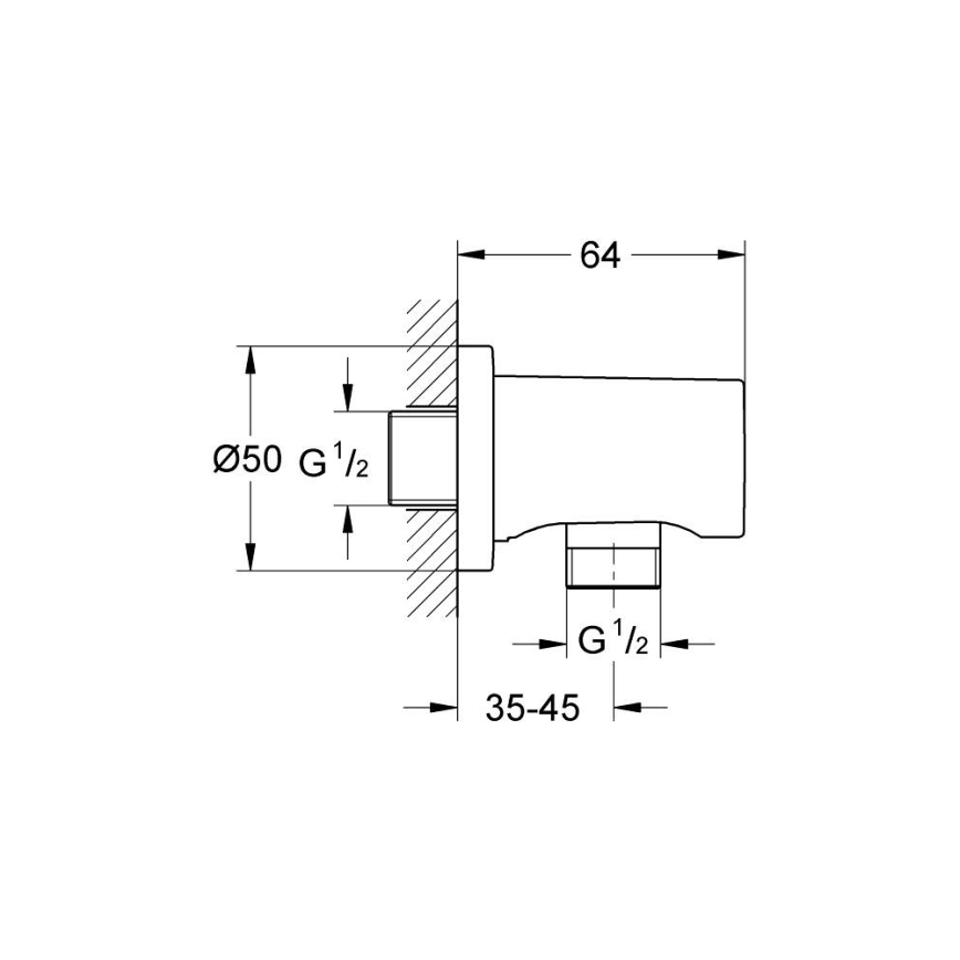 GROHE 27057DC0 - RAINSHOWER seinale paigaldatav küünarnukk DN 15, roostevabast terasest