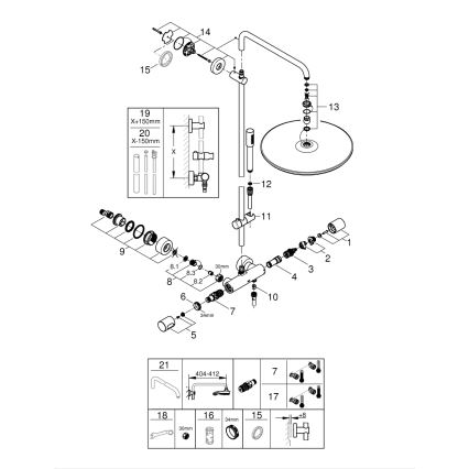 GROHE 27174001 - Dušisüsteem RAINSHOWER SYSTEM 400 450 mm läikiv kroom
