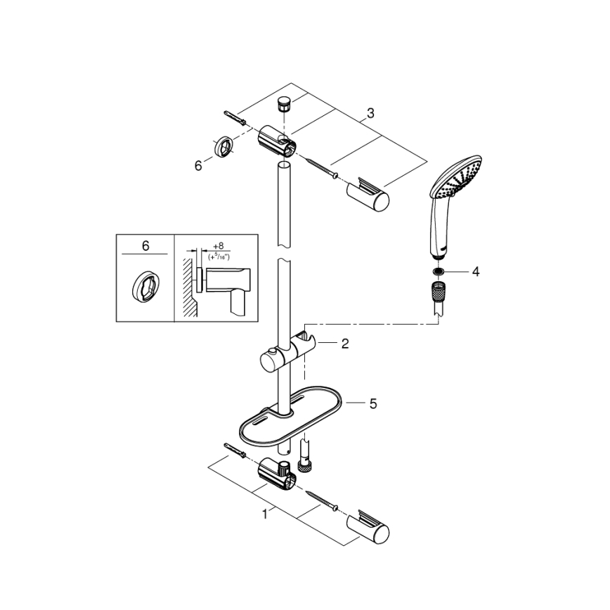 GROHE 27227001 - dušikomplekt EUPHORIA 900 mm läikiv kroom