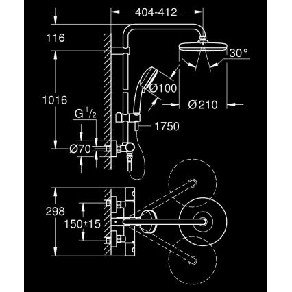 GROHE 27922001 - Dušikomplekt termostaatsegistiga TEMPESTA COSMOPOLITAN 210 läikiv kroom