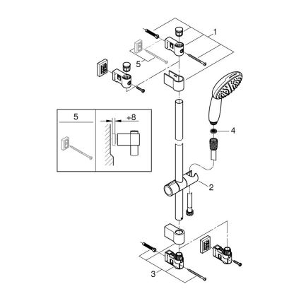 GROHE 27942001 - Dušikomplekt VITALIO START 110 600 mm läikiv kroom