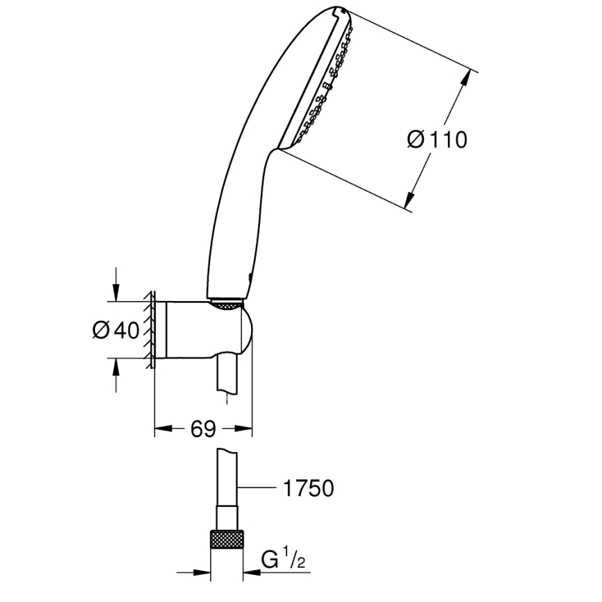 GROHE 27944001 - Dušikomplekt VITALIO START 110, 110 mm, läikiv kroom