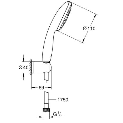 GROHE 27944001 - Dušikomplekt VITALIO START 110, 110 mm, läikiv kroom
