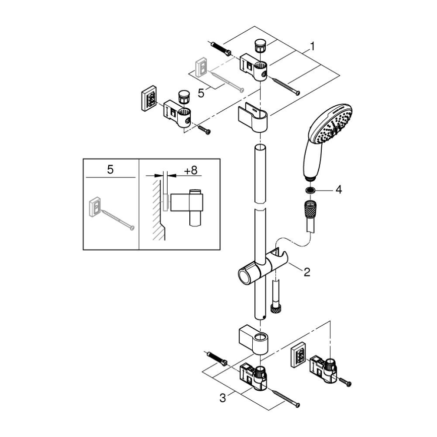 GROHE 2794810E - Dušikomplekt VITALIO START 110 600 mm läikiv kroom