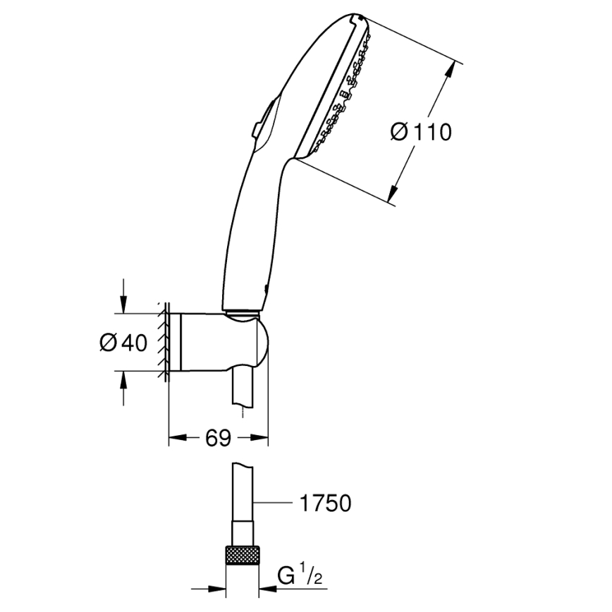 GROHE 27950001 - Dušikomplekt VITALIO START 110, läikiv kroom