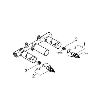 GROHE 29025002 -universaalne seinasisene korpus kolmeaugulise valamu segisti jaoks messing