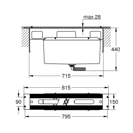 GROHE 29037000 - Paigalduskeha 45-ava vannisegisti jaoks, läikiv kroom