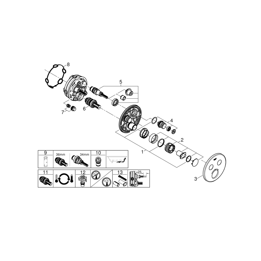 GROHE 29119000 - GROHTHERM SMARTCONTROL termostaat, läikiv kroom