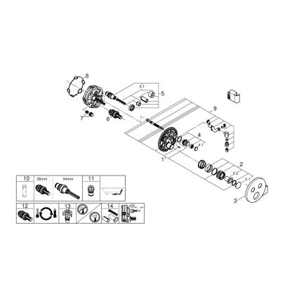 GROHE 29120000 - GROHTHERM SMARTCONTROL sisseehitatud termostaatne dušisegisti + kroomitud hoidik