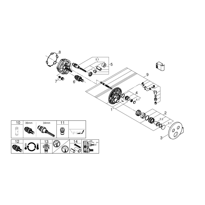 GROHE 29120000 - GROHTHERM SMARTCONTROL sisseehitatud termostaatne dušisegisti + kroomitud hoidik