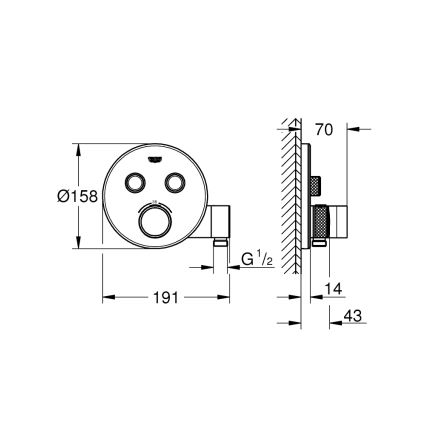 GROHE 29120000 - GROHTHERM SMARTCONTROL sisseehitatud termostaatne dušisegisti + kroomitud hoidik