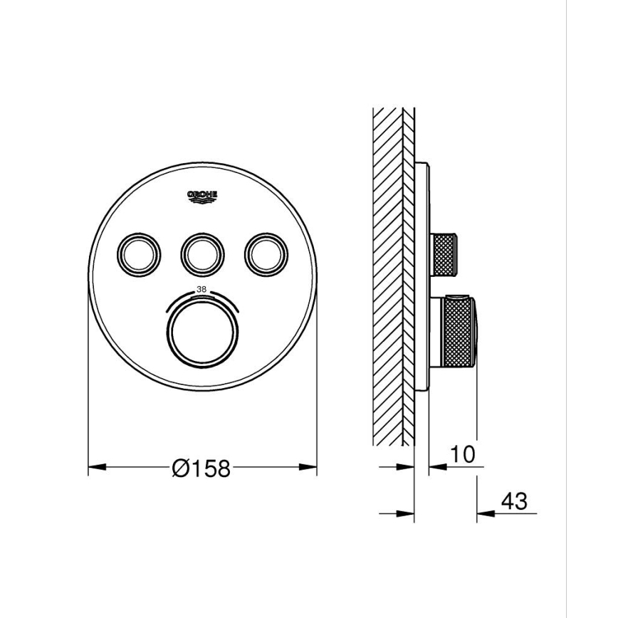 GROHE 29121AL0 - Termostaatne dušisegisti peitpaigalduseks GROHTHERM SMARTCONTROL grafiit