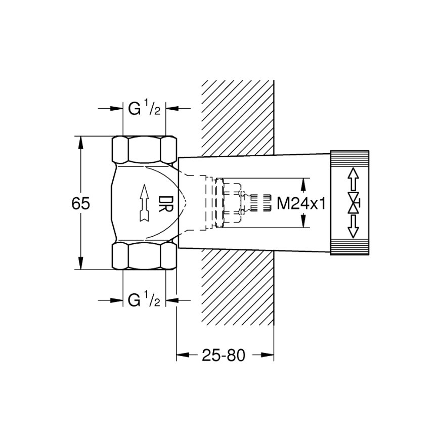 GROHE 29800000 - peidetud ventiili alumine osa DN 15, messing