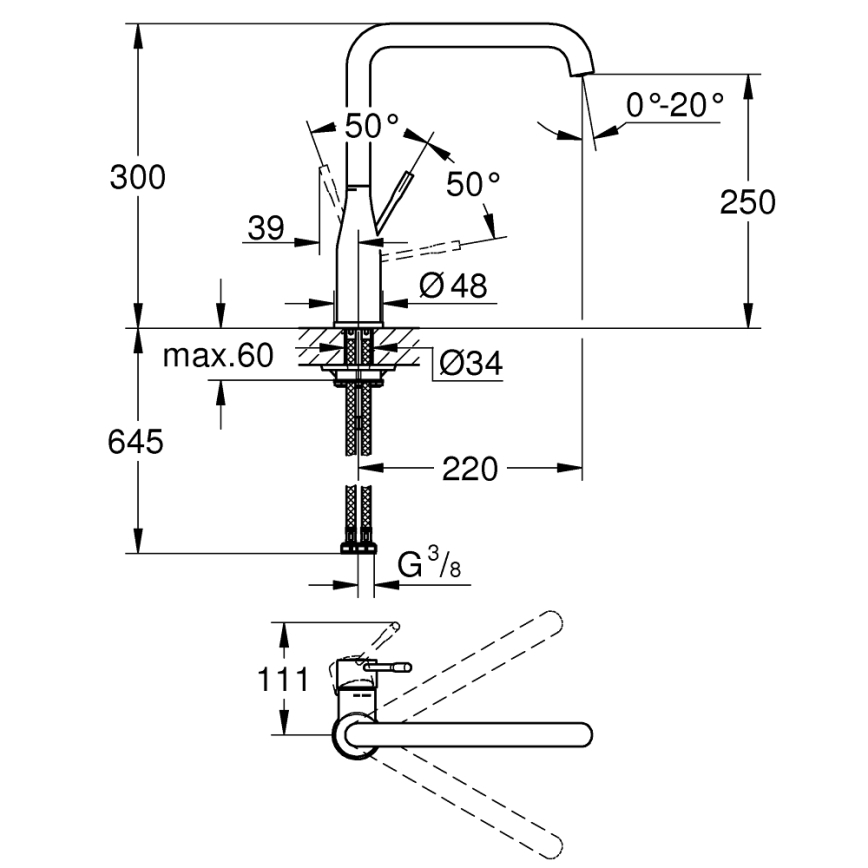 GROHE 30269DC0 - ESSENCE köögisegisti 300 mm, roostevabast terasest