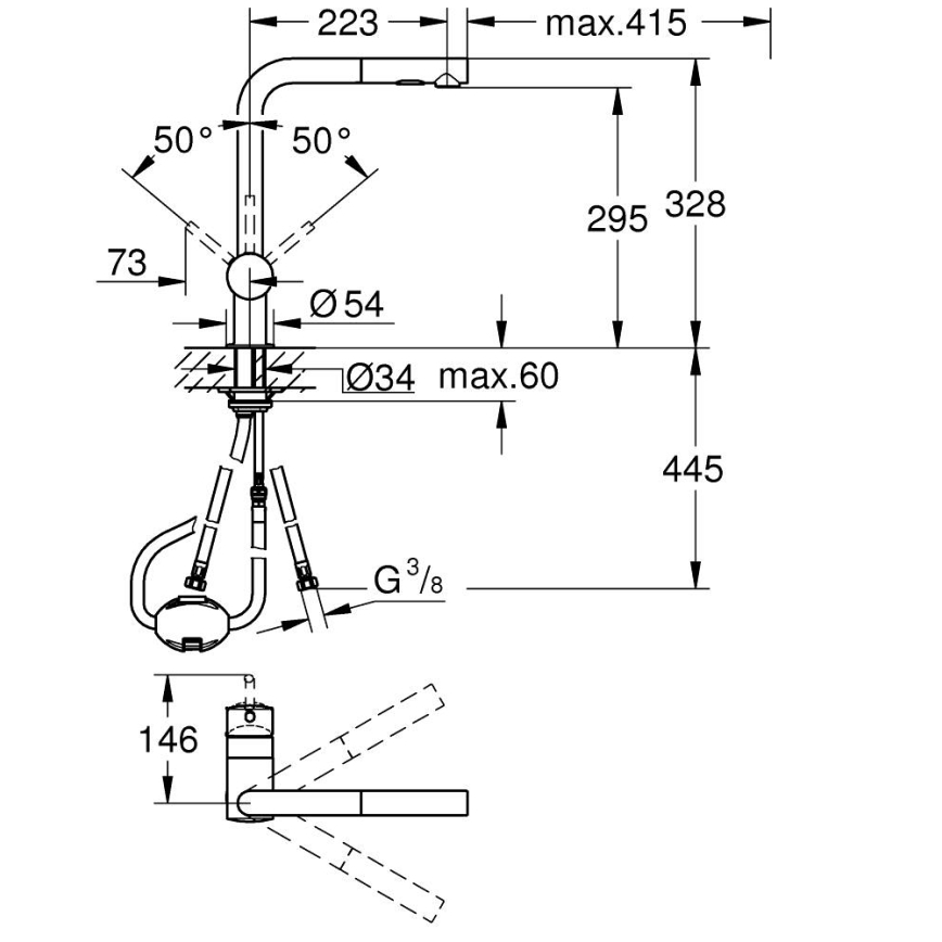 GROHE 30274DC0 - köögisegisti A, roostevabast terasest
