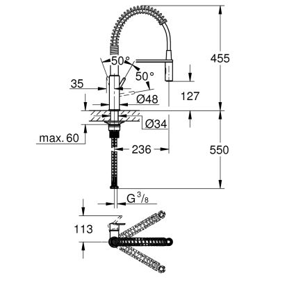 GROHE 30361000 - Köögisegisti GET 455 mm, läikiv kroom