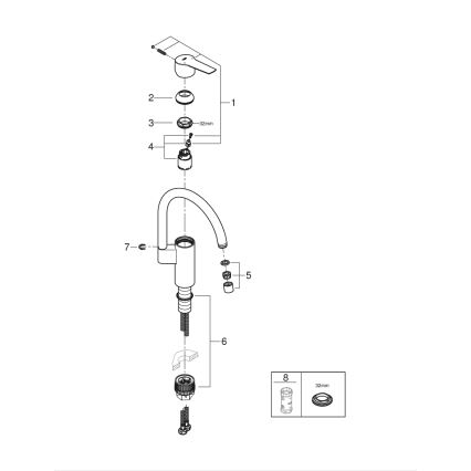 GROHE 30469000 - START valamu segisti kõrge kaarega, läikiv kroom