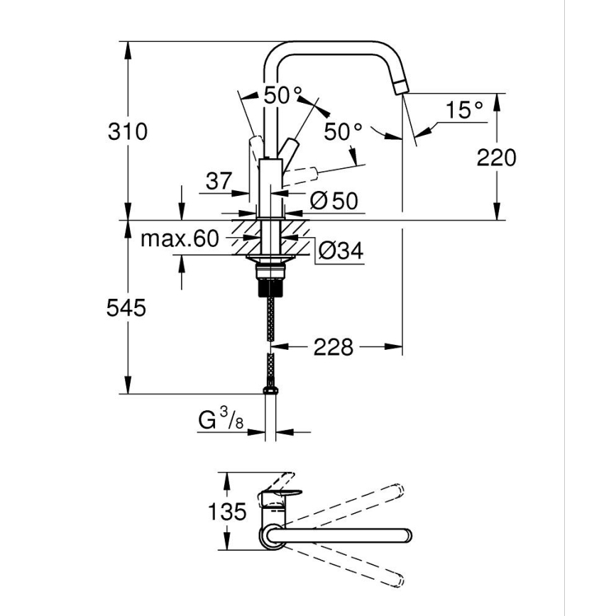 GROHE 30470DC0 - Köögisegisti START 310 mm, roostevabast terasest