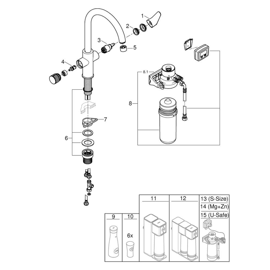 GROHE 30593000 - Valamusegisti BLUE PURE C-väljavool läikiv kroom