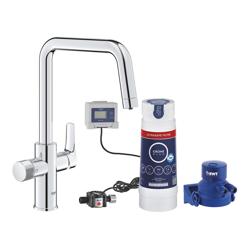 GROHE 30594000 - Köögisegisti BLUE PURE Start filtreerimisfunktsiooniga Ultrasafe, kroomitud
