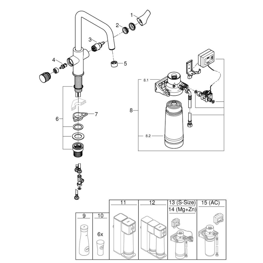 GROHE 30594000 - Köögisegisti BLUE PURE Start filtreerimisfunktsiooniga Ultrasafe, kroomitud