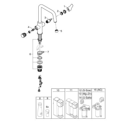 GROHE 30595DC0 - Köögisegisti BLUE PURE roostevabast terasest