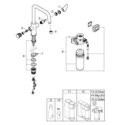 GROHE 30596000 - BLUE PURE köögisegisti filtrifunktsiooniga, läikiv kroom