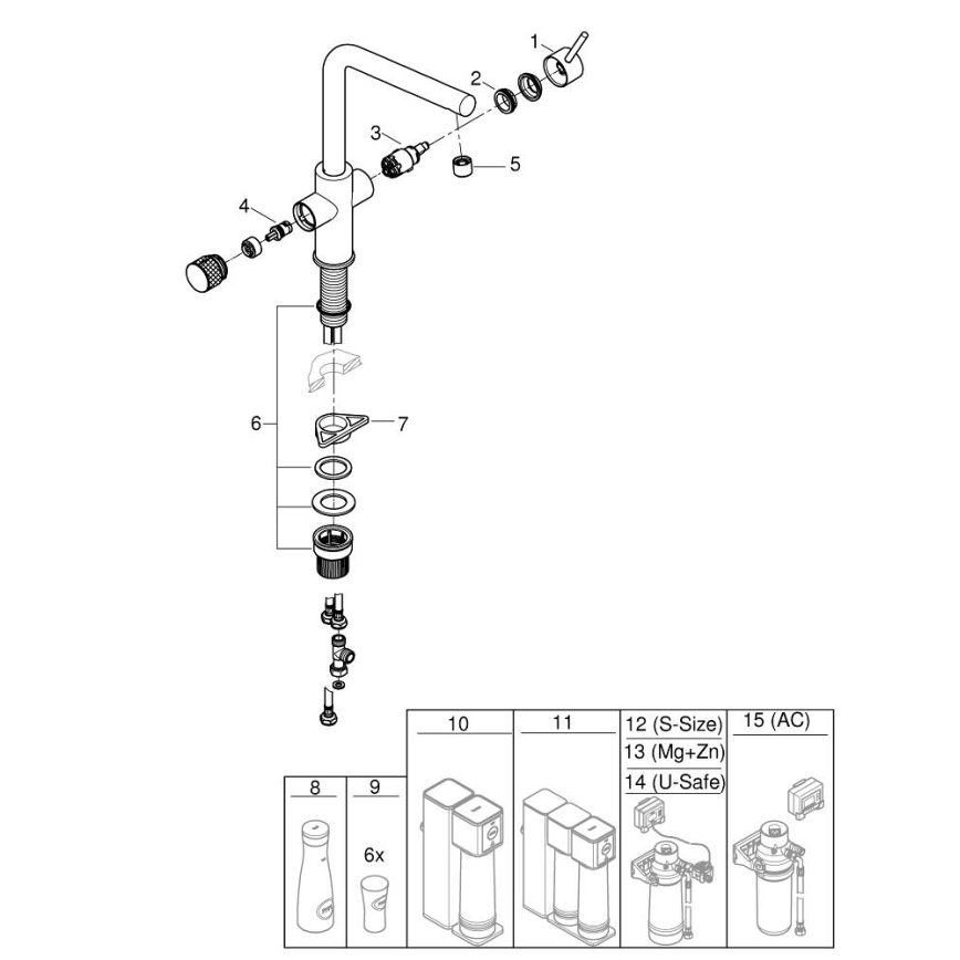 GROHE 30600000 - Köögisegisti BLUE PURE, L-kujuline väljalase, läikiv kroom