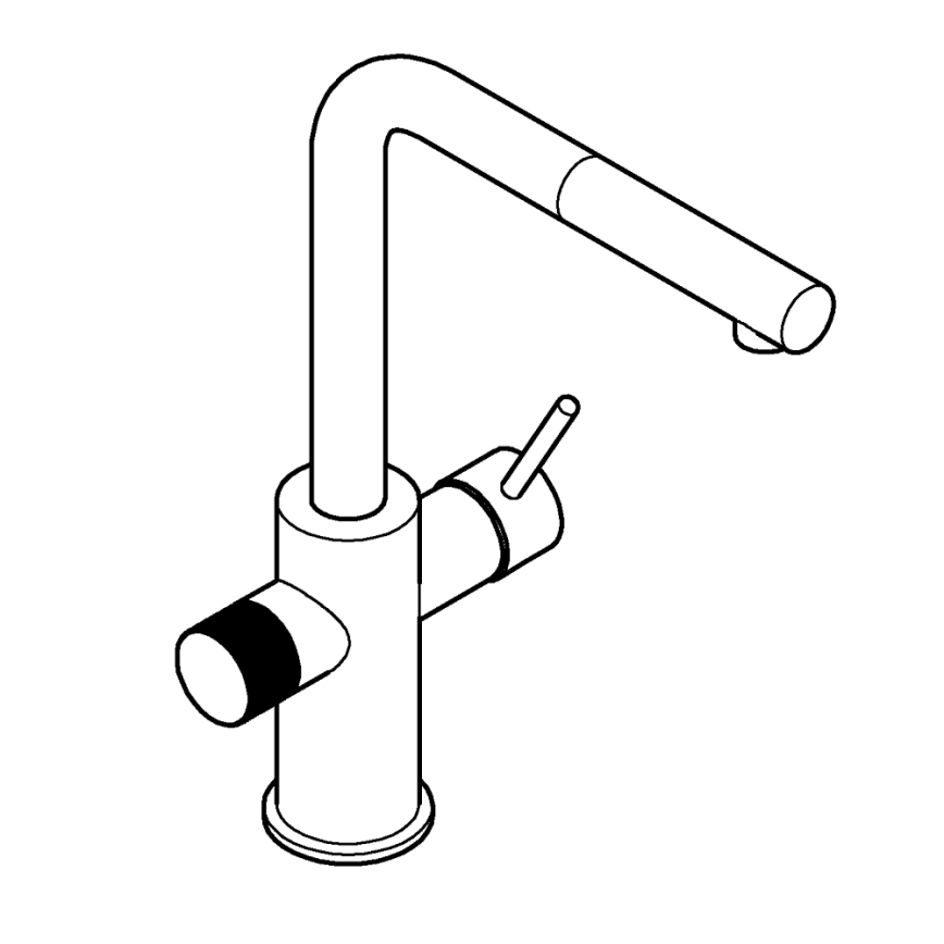 GROHE 30601000 - BLUE PURE A köögisegisti väljatõmmatava otsikuga, läikiv kroomviimistlus