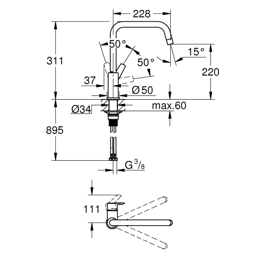 GROHE 30630000 - Köögisegisti START 311 mm, läikiv kroom