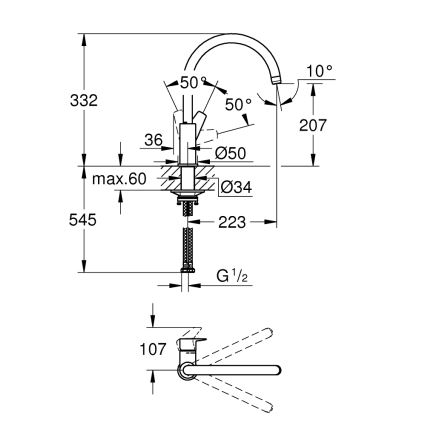 GROHE 31233001 - köögisegisti START, läikiv kroom