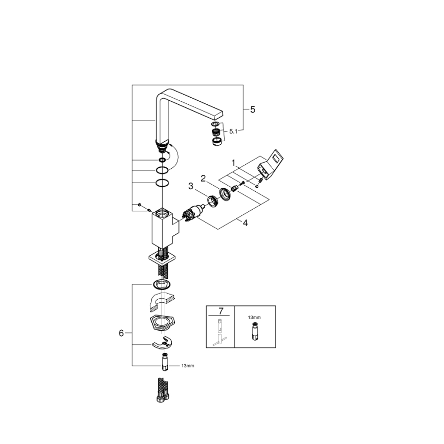 GROHE 31255000 - EUROCUBE köögisegisti, läikiv kroom
