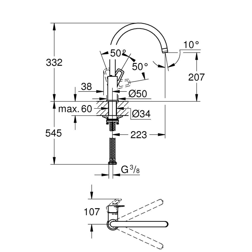 GROHE 31368001 - Valamusegisti BAULOOP läikiv kroom
