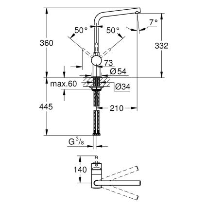 GROHE 31375000 - Valamusegisti A, 360 mm, läikiv kroom