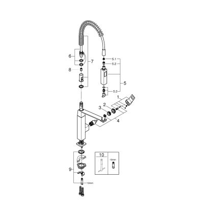 GROHE 31395000 - Köögisegisti EUROCUBE 547 mm läikiv kroom