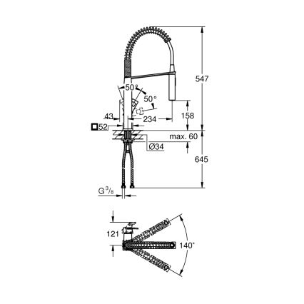 GROHE 31395000 - Köögisegisti EUROCUBE 547 mm läikiv kroom