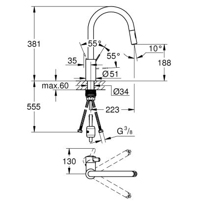 GROHE 31481001 - Köögisegisti EUROSMART COSMOPOLITAN läikiv kroom
